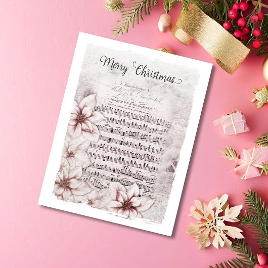 ドイツのクリスマスミュージックポインセティアスヴィンテージ シーズンカード