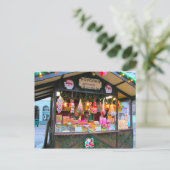 ドイツのクリスマス、キャンディ、ポップコーンの屋台 シーズンポストカード (スタンド正面)