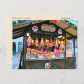 ドイツのクリスマス、キャンディ、ポップコーンの屋台 シーズンポストカード (正面/裏面)