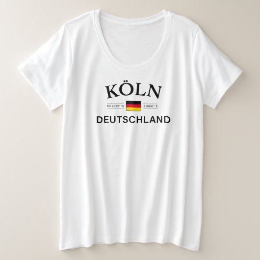 ドイツのコーディネートKoln （ケルン） プラスサイズTシャツ (デザイン正面)