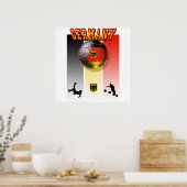 ドイツのサッカーボール自転車キック国旗 ポスター (キッチン)