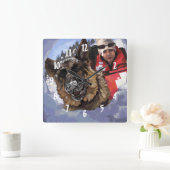 ドイツのシェパードが雪中捜索と救助を スクエア壁時計 (ホーム)