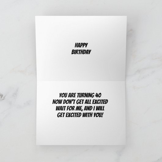 ドイツのシェパードが「HAPPY 40th」と言う カード (内部)