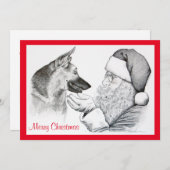 ドイツのシェパードとサンタクロース シーズンカード (正面/裏面)