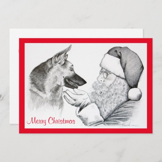 ドイツのシェパードとサンタクロース シーズンカード (正面/裏面)