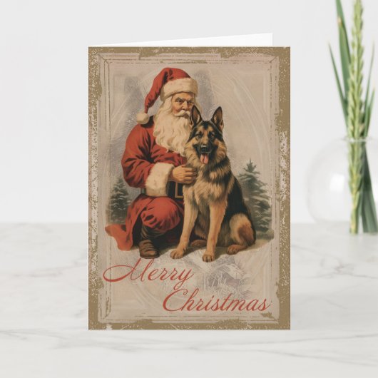 ドイツのシェパードのクリスマスホリデーカード シーズンカード (正面)