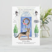 ドイツのシェパードの玄関ドアの移動案内 招待状 (スタンド正面)