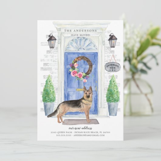 ドイツのシェパードの玄関ドアの移動案内 招待状 (スタンド正面)