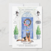 ドイツのシェパードの玄関ドアの移動案内 招待状 (正面)