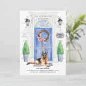 ドイツのシェパードの玄関ドアの移動案内 招待状 (スタンド正面)