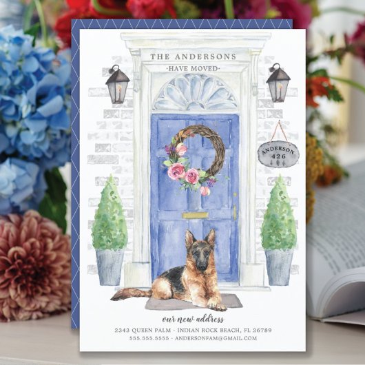 ドイツのシェパードの玄関ドアの移動案内 招待状