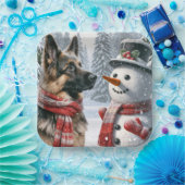 ドイツのシェパードウィズクリスマス雪だるま ペーパープレート (パーティー)