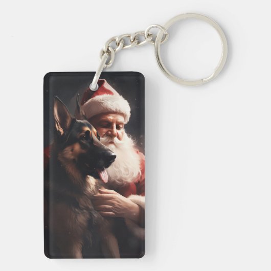 ドイツのシェパードウィズサンタクロースフェスティバルクリスマス キーホルダー (裏面)