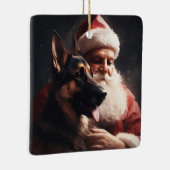 ドイツのシェパードウィズサンタクロースフェスティバルクリスマス セラミックオーナメント (右)