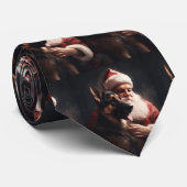 ドイツのシェパードウィズサンタクロースフェスティバルクリスマス ネクタイ (ロール)