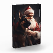 ドイツのシェパードウィズサンタクロースフェスティバルクリスマス フォトブロック (左)