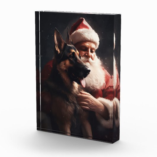 ドイツのシェパードウィズサンタクロースフェスティバルクリスマス フォトブロック (右)