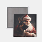 ドイツのシェパードウィズサンタクロースフェスティバルクリスマス マグネット (正面/裏面)