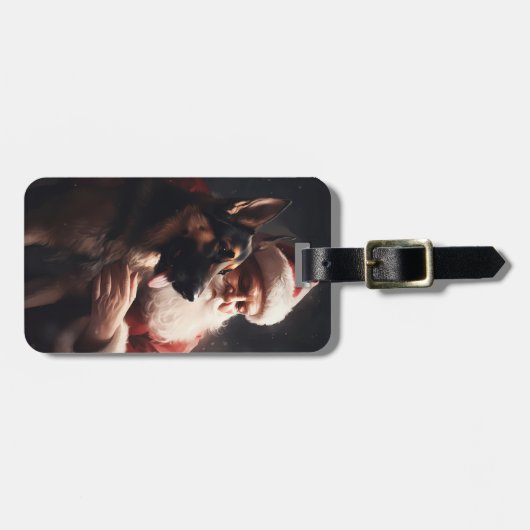 ドイツのシェパードウィズサンタクロースフェスティバルクリスマス ラゲッジタグ (正面横)