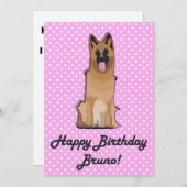 ドイツのシェパードハッピーバースデーのグリーティングカード 招待状 (正面/裏面)