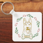 ドイツのシェパードパーソナライズされた犬 キーホルダー (正面)