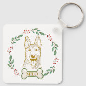 ドイツのシェパードパーソナライズされた犬 キーホルダー (裏面)