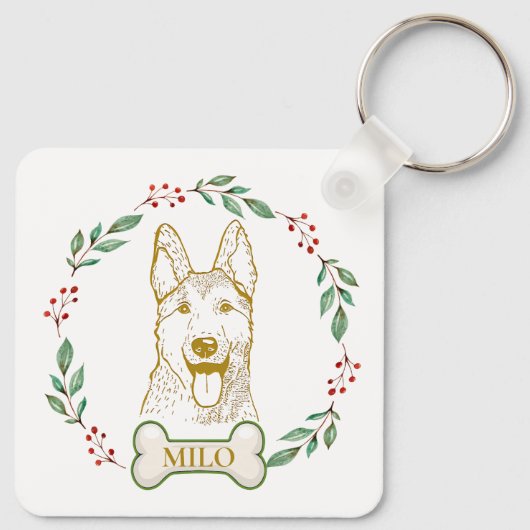 ドイツのシェパードパーソナライズされた犬 キーホルダー (裏面)