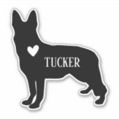 ドイツのシェパードブリードシルエット名前をカスタムする シール (正面)