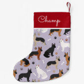 ドイツのシェパードボーンズアンドポーズ名前をカスタムする スモールクリスマスストッキング (裏面)