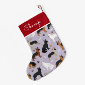 ドイツのシェパードボーンズアンドポーズ名前をカスタムする スモールクリスマスストッキング (裏面 (吊り時))