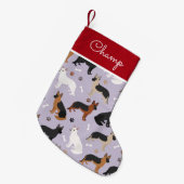 ドイツのシェパードボーンズアンドポーズ名前をカスタムする スモールクリスマスストッキング (正面 (吊り時))