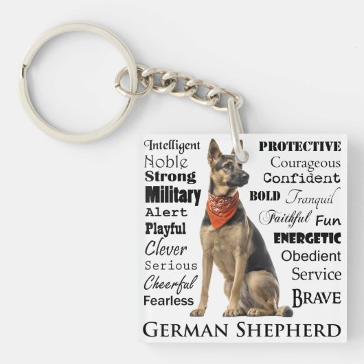 ドイツのシェパード特性キーチェーン キーホルダー (正面)
