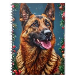 ドイツのシェパード犬とクリスマスデコール ノートブック
