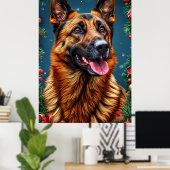ドイツのシェパード犬とクリスマスデコール ポスター (ホームオフィス)