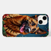 ドイツのシェパード犬とクリスマスデコール Case-Mate iPhoneケース (裏面 (横))