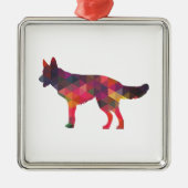 ドイツのシェパード犬の幾何模様シルエットM メタルオーナメント (正面)
