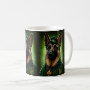ドイツのシェパード犬の聖パトリックの日服 コーヒーマグカップ