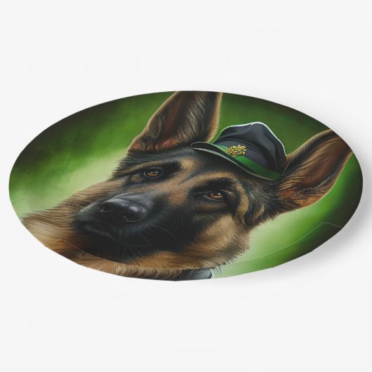ドイツのシェパード犬の聖パトリックの日服 ペーパープレート (アングル)