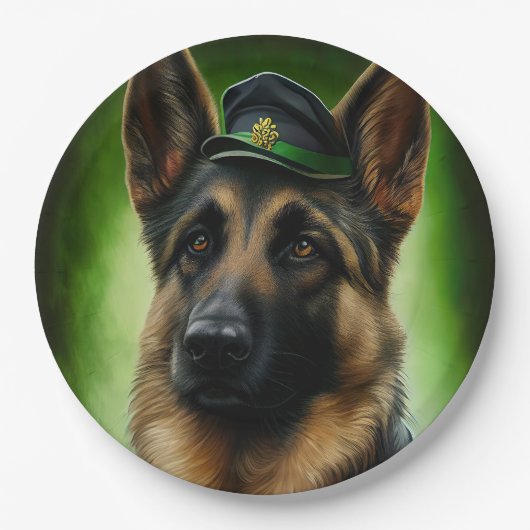 ドイツのシェパード犬の聖パトリックの日服 ペーパープレート (正面)