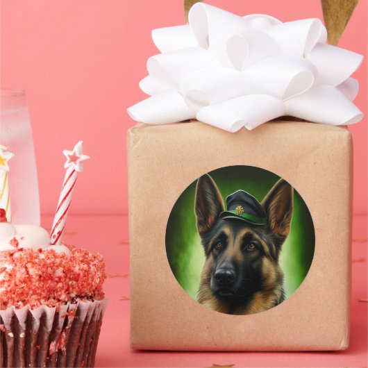 ドイツのシェパード犬の聖パトリックの日服 ラウンドシール (パーティー)