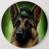 ドイツのシェパード犬の聖パトリックの日服 缶バッジ (正面)