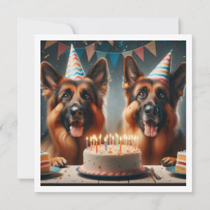 ドイツのシェパード誕生日の招待状、犬の誕生日 招待状