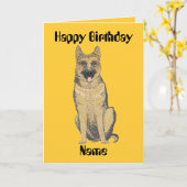 ドイツのシェパード誕生日カードカスタマイズズ カード (黄色い花)