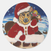 ドイツのシェパード・サンタスティッカー ラウンドシール (正面)