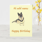 ドイツのシェパード・ドッグの誕生日カード カード (黄色い花)