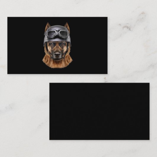 ドイツのシェパード·ドッグ、バイクもしくは自転車に乗る人のオートバイ·ヘルメット 名刺 (正面/裏面)