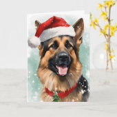 ドイツのシェパード・絵画クリスマスブラシのアートワーク カード (黄色い花)