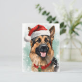 ドイツのシェパード・絵画クリスマスブラシのアートワーク シーズンカード (スタンド正面)