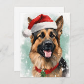 ドイツのシェパード・絵画クリスマスブラシのアートワーク シーズンカード (正面/裏面)
