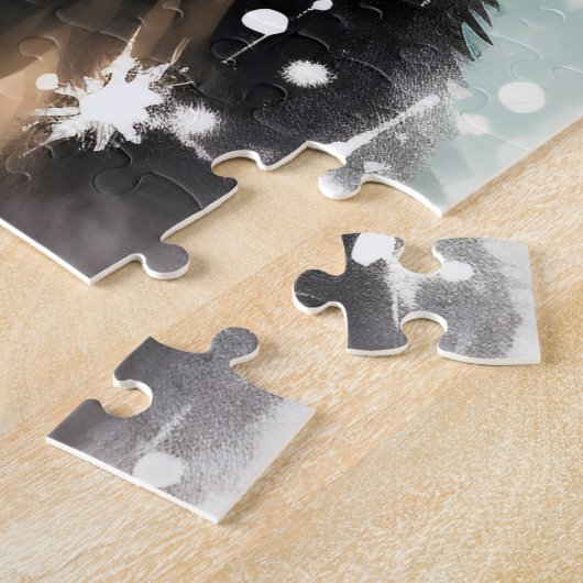 ドイツのシェパード・絵画クリスマスブラシのアートワーク ジグソーパズル (側面)